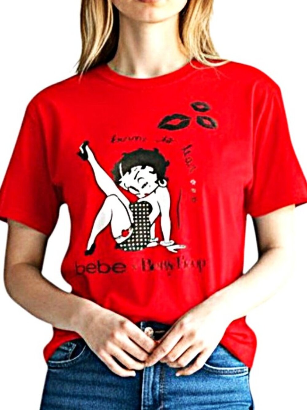 Limited-Edition bebe x Betty Boop Women's Classic Betty Tee in "Boss Red" Size S